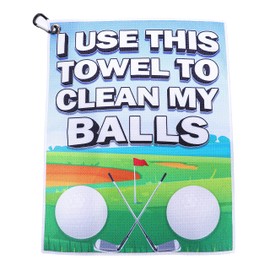 ASVP Shop Funny Printed Golf Towel for Golf Bags with Clip - Birthday Gift for Golf Fan, Men, Husband, Boyfriend, Dad, Father's Day - Clean My Golf Balls