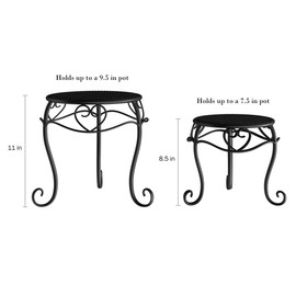 Pure Garden 50-LG1150 Stands – Set of 2 Indoor or Outdoor Nesting Wrought Iron Inspired Metal Round Decorative Potted Plant Display Accessories (Black)