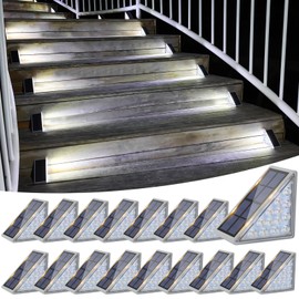 VOLISUN Solar Stair Lights 16 Pack, Solar Step Lights Waterproof IP67, Outdoor Step Light with 13 LEDs, Outdoor Lighting Decor for Yard Stair, Patio, Front Step, Front Porch and Deck(Cool White)