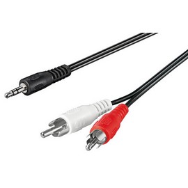 Goobay 27058 Audio cable AUX adapter; 3.5 mm male to stereo RCA male - 3.5 mm male (3-pin stereo) > 2 RCA male (audio left/right)