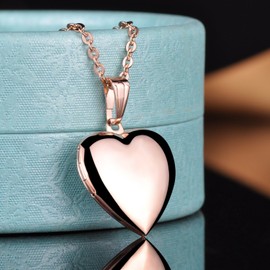 Yumilok Stainless Steel Pink/Blue Butterfly Open Heart Photo Locket Memory Pendant Necklace for Women/Girls/Couples (Rose Gold Pink)