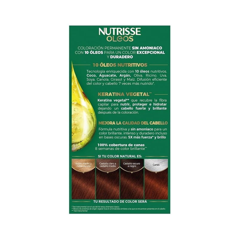 Tinte para cabello Nutrisse Oleos sin amoniaco 5.5 castaño claro