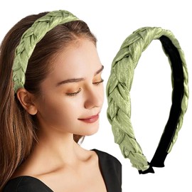 FloralGrace 1 x Women's Headband Green Velvet Headband Braided Women's Costume Wide Vintage Hair Band Fashion Headbands Hair Band for Women Make Up