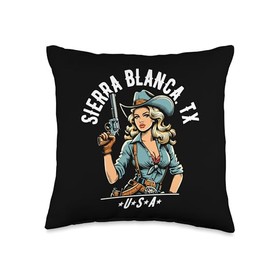 Sierra Blanca TX USA Cowgirl with Pistol Western Design Throw Pillow