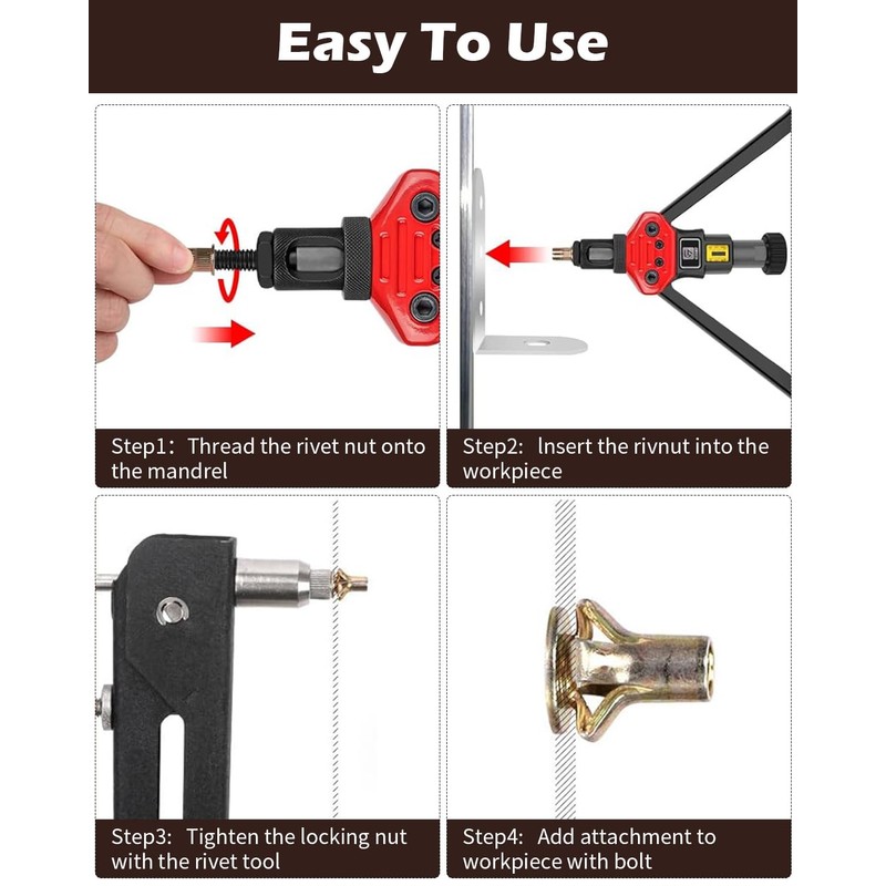 AOKLIT 50 Pack Multi-Grip Rivet Nut Kit, 5/16-18 Rivet Nut