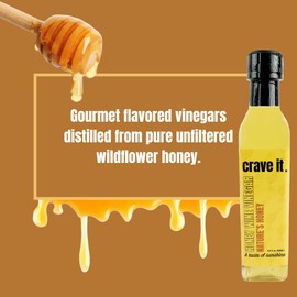 Crave It Natural Honey Wine Vinegar - Make tasteful dressings, marinades, and glazes! 8.5 fl oz / 4 Pack
