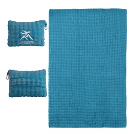 Travel Blanket and Pillow-2-in-1, Ultra-Soft&Compact, Airplane Blanket with Hand Luggage Belt and Backpack Clip,Travelers Accessories Gifts, 61x43 Inches（Green）