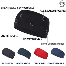 5 Pack Headband, Sweat Band, Sports Sweatband Headbands Hairband for Women - Running,Cycling,Football,Fishing (Black pack of 5)