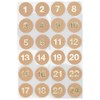 Kraft | 24 Advent Calendar Stickers | Gold Foil Numbers