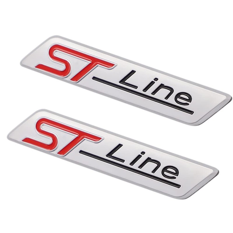 Pack of 2 3D Metal ST Line Sticker Car Head