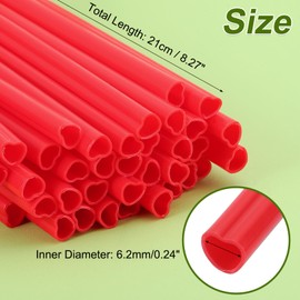 uxcell 150Pcs Heart Shaped Straws Disposable, Plastic Straw Individually Wrapped for Valentine's Day, Wedding, Birthday Party, Cocktail Supplies, Red