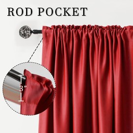 DUALIFE Red Blackout Curtains for Living Room - 96 Inch Length Rod Pocket Thermal Insulated Room Darkening Energy Saving Soundproof Curtains for Bedroom Set of 2 Panels (Red 54x96)