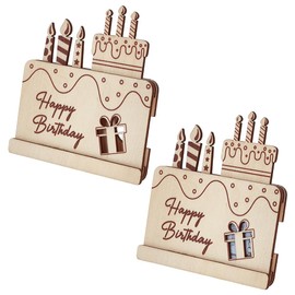 FINGERINSPIRE Pack of 2 Wooden Money Gift Happy Birthday Money Gifts Blanched Almond Wood Money Gift Holder Cash Holder Gift Idea Original Wooden Money Gift Idea Birthday Congratulations