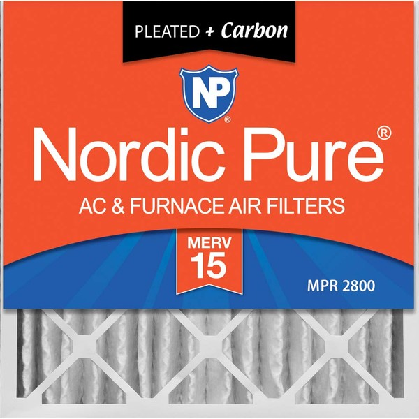 Nordic Pure 20x20x4 MERV 15 Pleated Plus Carbon AC Furnace Air Filters 2 Pack