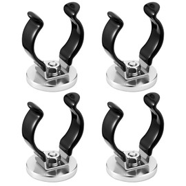 Magnetic Hook Round Base Magnet Fastener with Steel Clip Chrome Plate Magnetic Tool Holder Heavy Duty Magnetic Holder for Indoor Outdoor Hanging Kitchen Home Organization (Black, 4 Pcs)