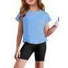 Haloumoning Girls Loose Athletic Shirts Short Sleeve Crop Tops Kids
