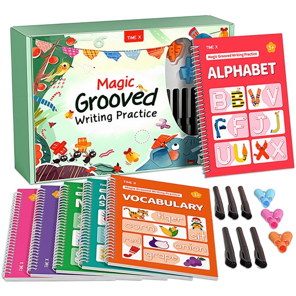 TIME X Magic Grooved Writing Practice Books, Reusable Handwriting Practice
