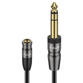 J&D 1/4 inch to 3.5mm Headphone Adapter, Heavy Duty Copper Shell Connecter Joint 3.5mm 1/8 inch Female TRS to 6.35mm Male TRS Stereo Audio Extension Cable (1 Feet)