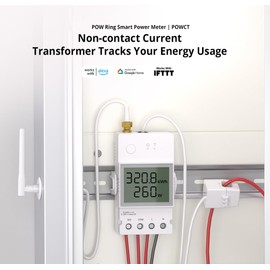 Smilewolf POWCT Ring Smart Power Meter ESP32 Chip Current Transformer 100A Energy Monitor Contacter Control Compatible with Alexa IFTTT, white