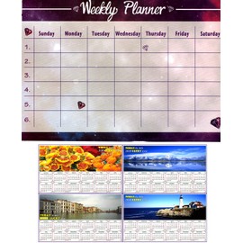 Magnetic Dry Erase Calendar - White Board Planner for Refrigerator/School Lockers - (Full Sheet Magnetic) + Bonus 2019 Magnetic Calendar - v4