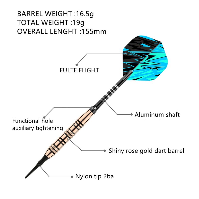 Genossen Darts with Plastic Tip 18 g, Pack of 3