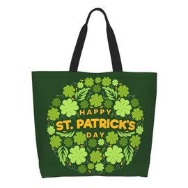 Feeuoai St.Patrick's Day Tote Bag Large Interior Pocket Tote Bag Reusable Shoulder Tote Bags Travel Bags