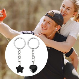 YangQian Matching Gifts for Couples Friends Birthday Gifts for Women Friend Boyfriend Husband Anniversary Bdy Gifts from Wife Girlfriend Gifts Keychain for Couple Black Star Heart Keychain Set for 2