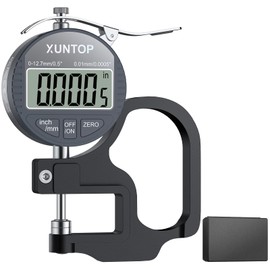 XUNTOP Digital Thickness Gauge Measuring Range 0-12.7 mm Electronic Micrometer Inch/Metric Electronic Percentage Thickness Gauge with Precise LCD Display