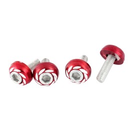 A ABSOPRO Car License Plate Bolt Screw 6mm Thread Round Head Plate Bolts Metal Red (Set of 4)