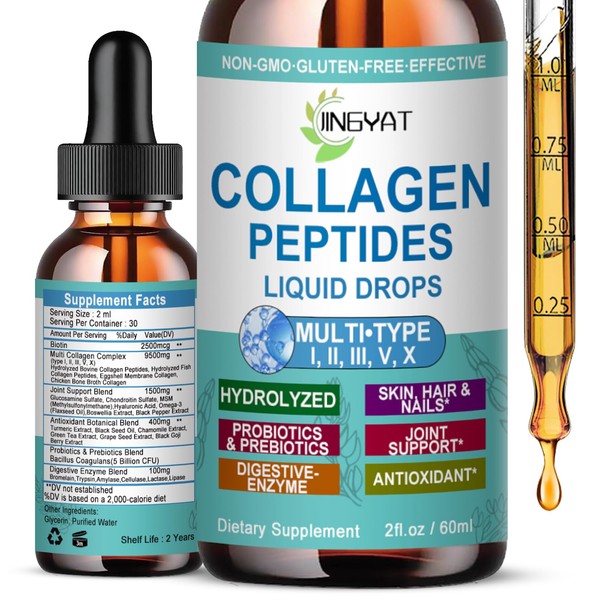 Collagen Peptides Liquid Drops, Multi Collagen Peptide for Skin Hair