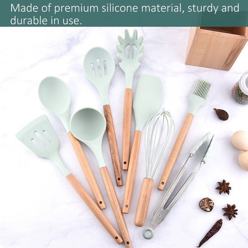 9PCS/Set Silicone Cooking Utensils Kitchenware Blue Kitchen Tool (Storage Bucket