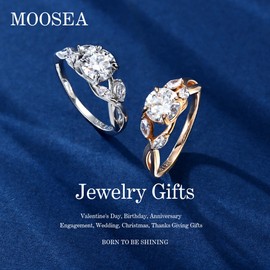 MOOSEA Moissanite Promise Rings for Her, 1.2ct D Color VVS1 Clarity Lab Created Wedding Rings 925 Sterling Silver Willow Moissanite Engagement Rings for Women Gifts