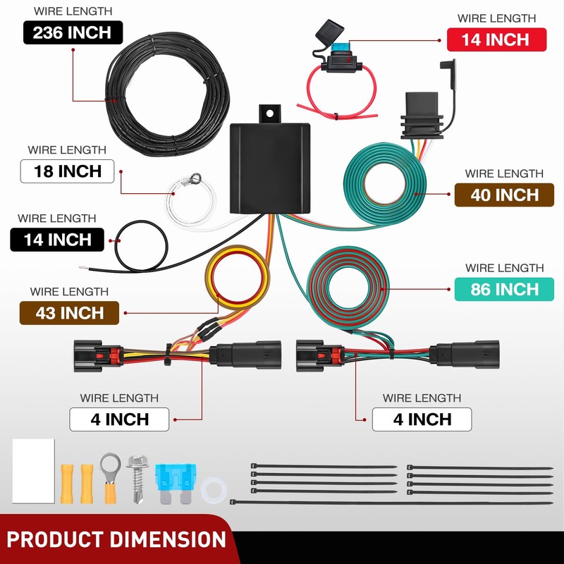 Nilight 4 Pin Trailer Wiring Harness Kit 56406 Vehicle Standard