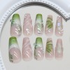 24Pcs Medium Square Press on Nails Green Gradient French Tip