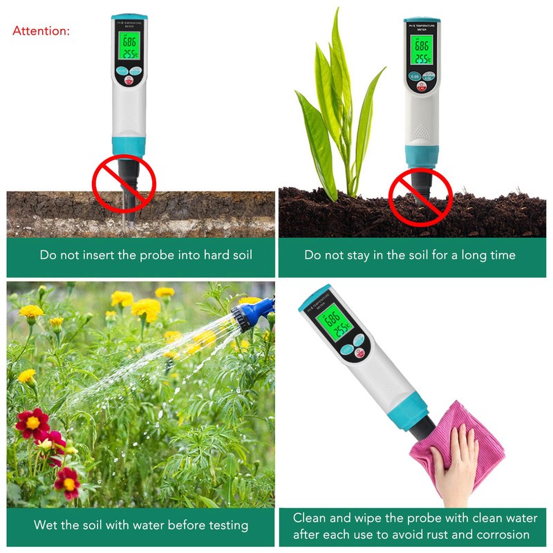 2 In 1 Soil PH Temperature Meter Soil Tester for