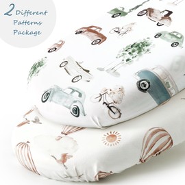 Stretchy Ultra Soft Fitted Bassinet Sheet Set 2 Pack, Universal Fit for Bassinets Baby Cradle Moses Basket Oval Rectangle Mattress Safe and Snug,