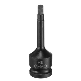 sourcing map 6mm Hex Impact Bit Socket H6 1/2" CR-MO Steel Phosphate Black Impact Drive Hex Bit Sockets Lengthen Hex Screwdriver Socket Adapter for Auto Mechanics Work Repair Maintain