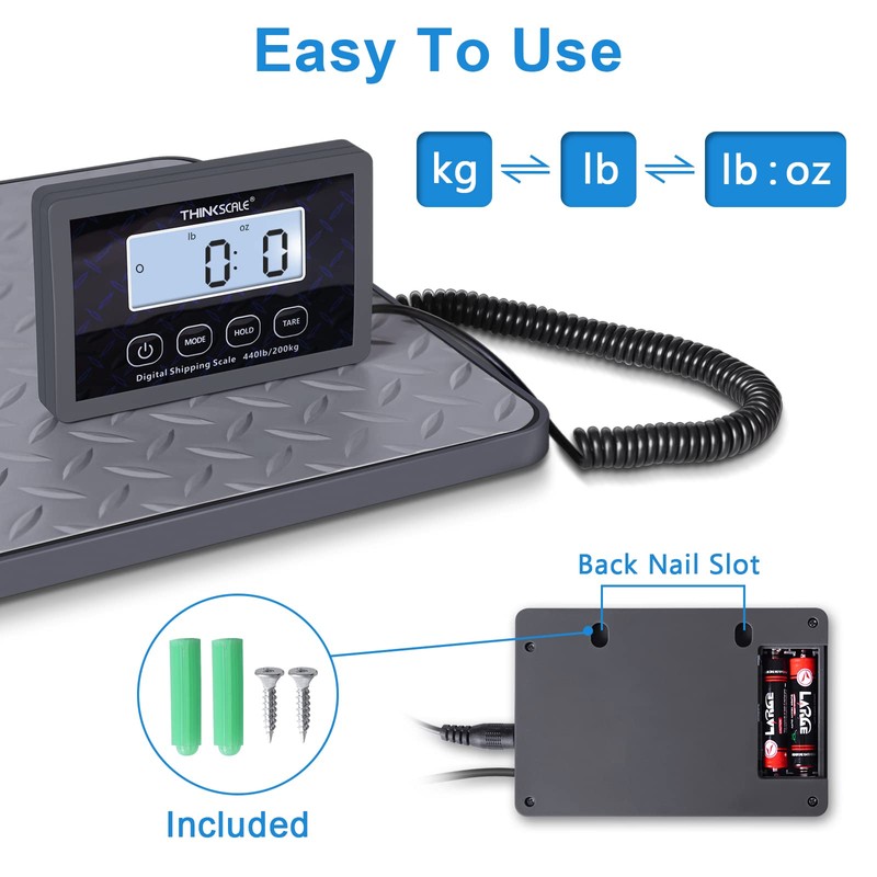THINKSCALE Digital Shipping Postal Scale, 440 lb/1oz High Accuracy Postage