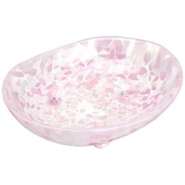 ADERIA F79441 Tsugaru Vidro Sakura 3-legged Bean Plate, Made in Japan, Small Plate, Stylish, Serving Plate, Glass, Japanese Tableware, Gift, Women's, Mother's Day, Father's Day, Couple, Housewarming