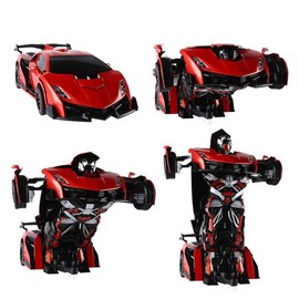 SainSmart Jr. Remote Control Car, Transform Robot RC Cars for Kids Toys, 1:14 Scale Car with One-Button Deformation, 360°Drifting, and Realistic Engine Sound, Gifts for Boys Girls Aged 8+, Red