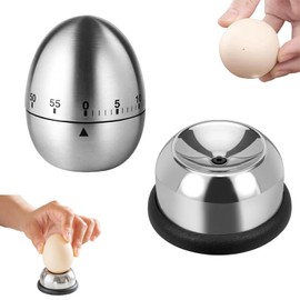 1 Stück Eieruhr und 1 Stück Eierpiekser aus Edelstahl, Eiförmige lustige Eieruhr Mechanisch und Eierpicker, Küchenzubehör für Eier