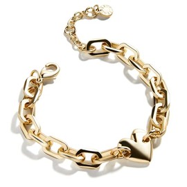 BaubleBar Leah Love Bracelet for Women - Chunky Gold-Plated Chain with Puffy Heart