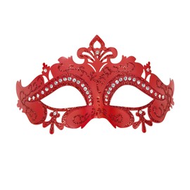 Red Venice Eyemask w/Glitter And Rhinestones Mask Masquerade Disguise Accessory for Carnival Fancy Dress Up Costumes & Outfits