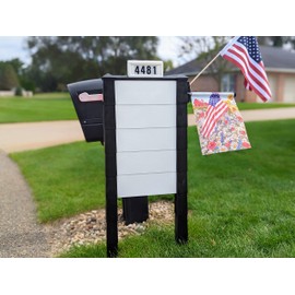 Custom Design Products Mailbox Protector - Pre-Assembled, No Dig, Keep Safe from Snowplow, Made in USA (Black Trim with White Panel)