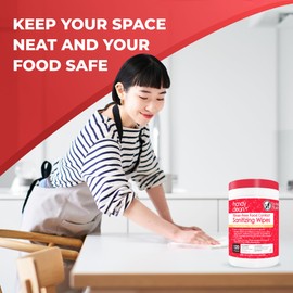 HandyClean Rinse-Free Food Contact Sanitizing Wipes Canister, Multi Surface Cleaning Supplies for Kitchen and Professional Setting One Canister (120 Wipes)