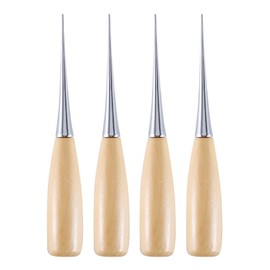 Leather Sewing Awl, 4PCS 12cm Wood Handle Drillable Awl, Pin Punching Hole Maker Stitching Sewing Awl, Gourd Shape Sewing Awl, Sewing Tailors Awl for Punch Stitching, DIY Handmade Repair Tools