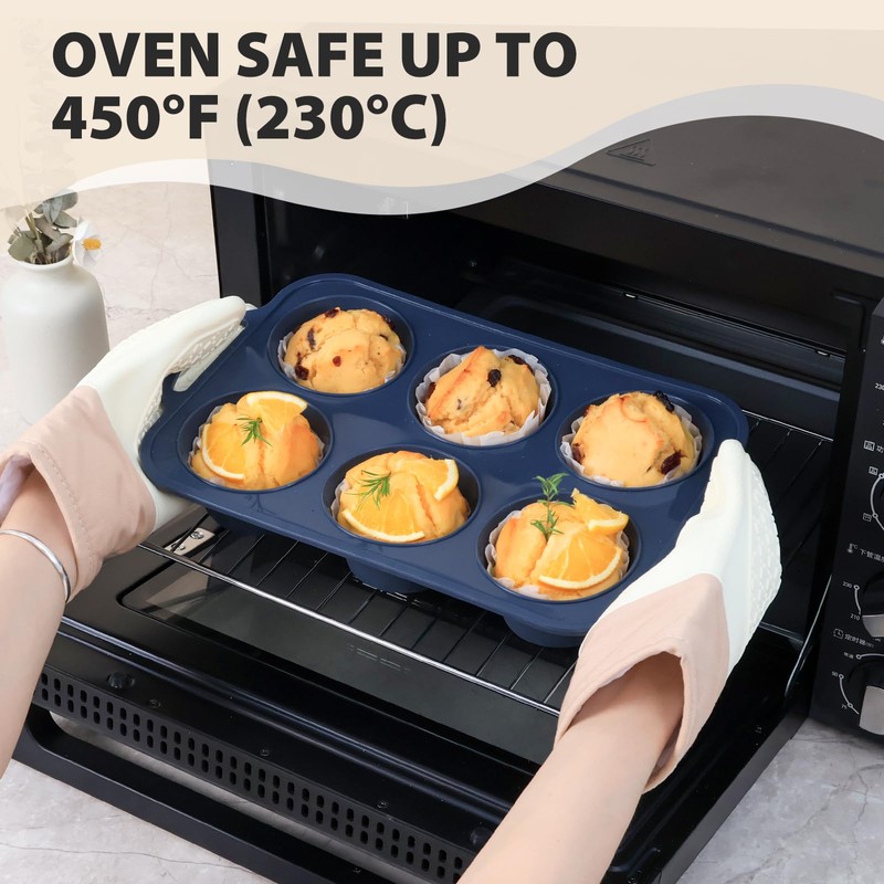 Vnray 2 Pack Jumbo Silicone Muffin Pan with Metal Frame,