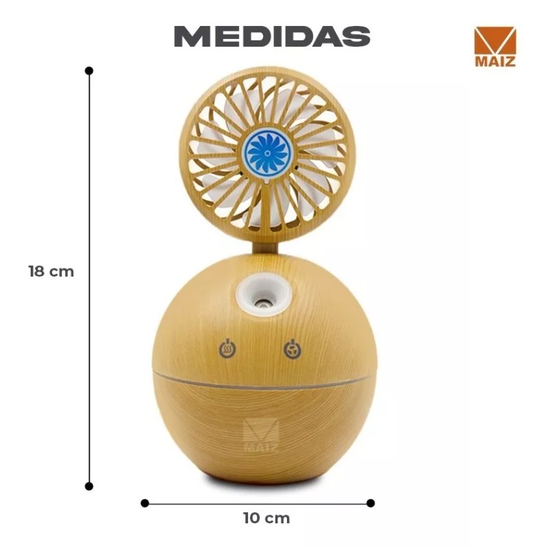 Maíz 3pzs Humidificador Difusor Ventilador Aromaterapia Luz Led
