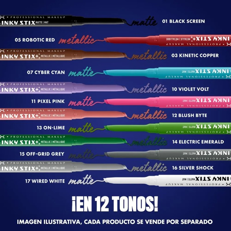 Delineador Nyx Professional Makeup Retráctil Epic Inky Stix Turquesa Mate