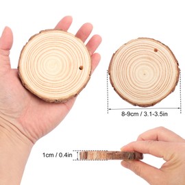 60 PCS 3.2-3.6inch Unfinished Wood Slices, Natural Wood Slices, Predrilled with Hole Wood Slice for DIY Arts Craft Christmas Ornaments